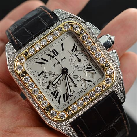 mens cartier watch diamonds